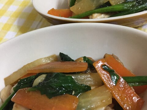 豚肉と人参 ほうれん草のオイスターソース炒め